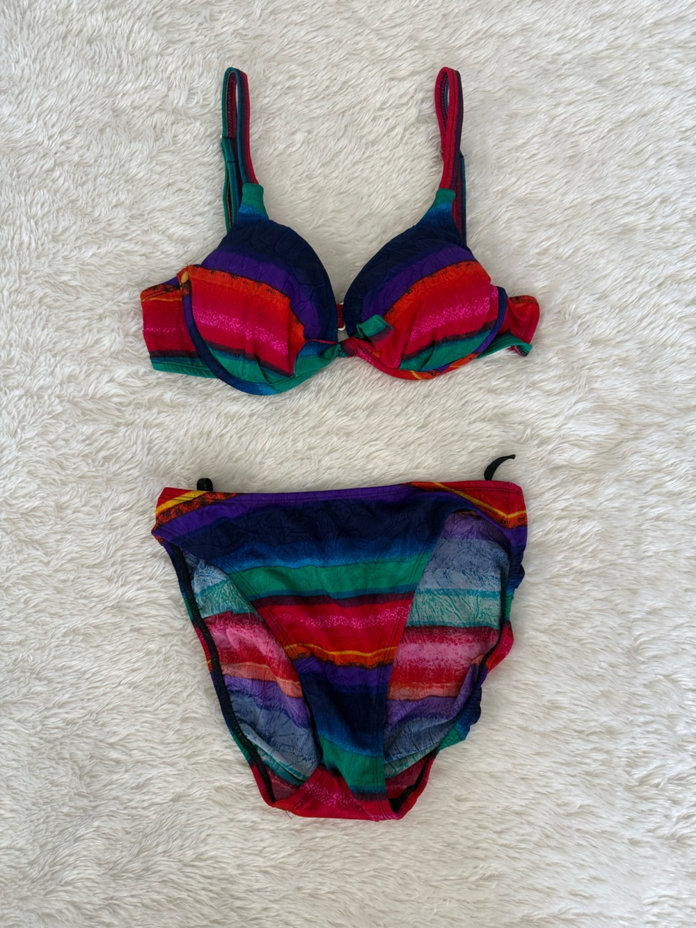 Vintage 80s Cazimi Rainbow Sunset Bikini Set